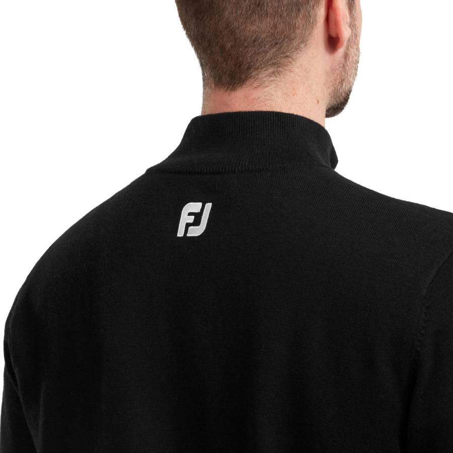 Black Wool Blend 1-2 Zip Lined Pullover Footjoy