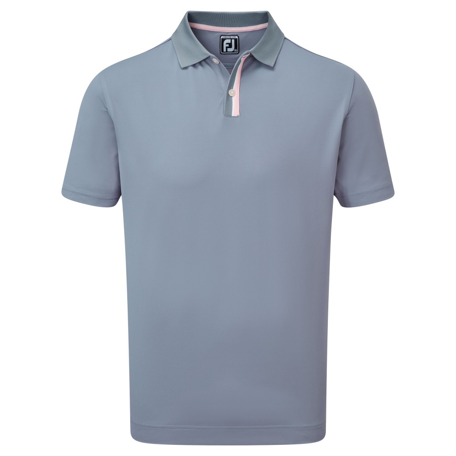 Grey-Pink Solid with Stripe Placket Pique Footjoy