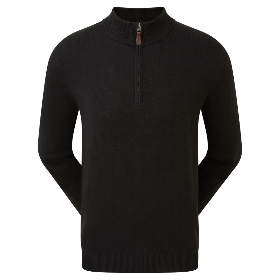 Black Footjoy Wool Blend Half-Zip Pullover