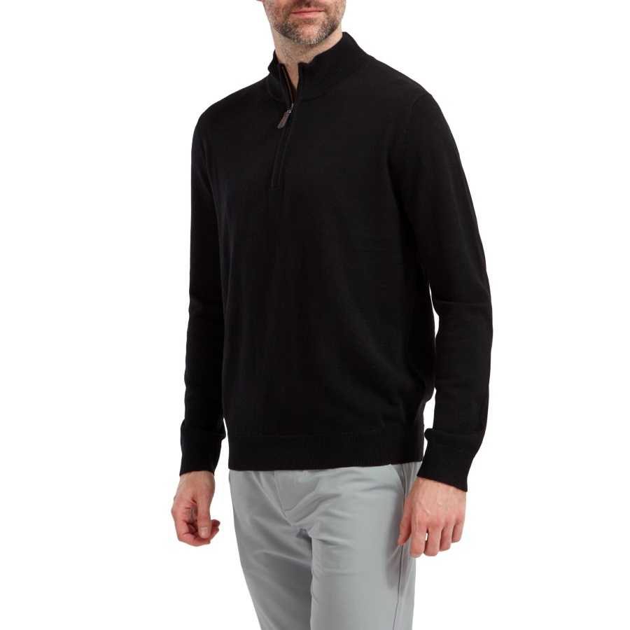 Black Footjoy Wool Blend Half-Zip Pullover