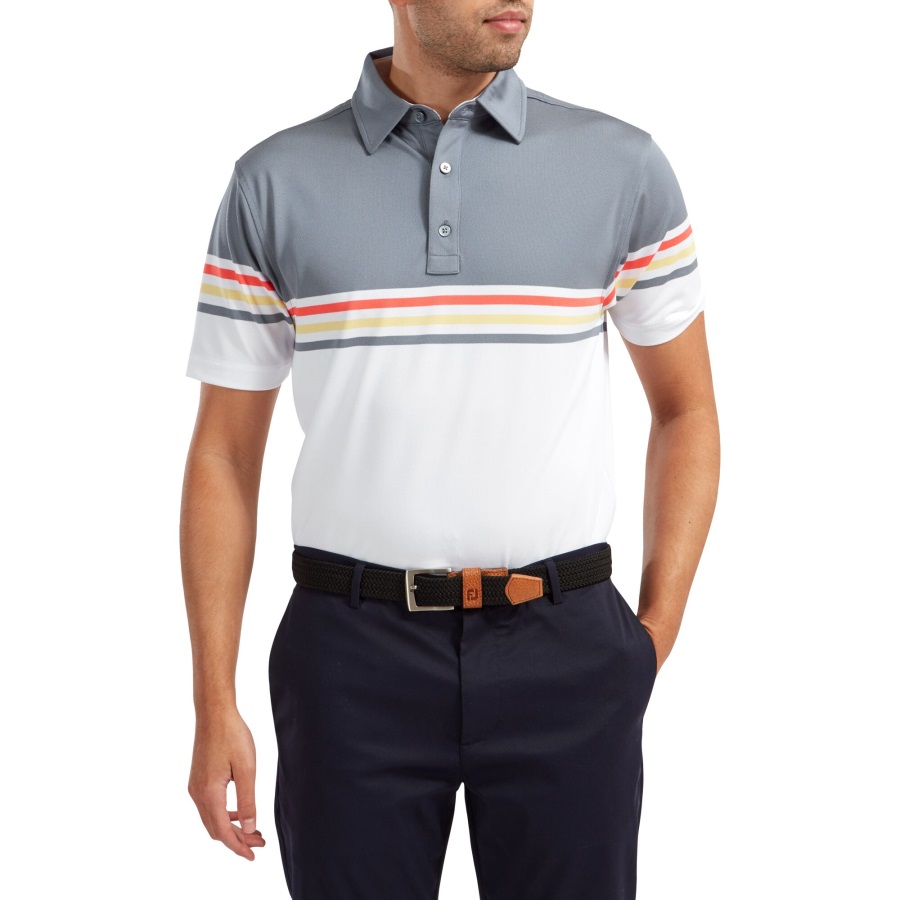 Stretch Pique Colour Block Footjoy Slate-White