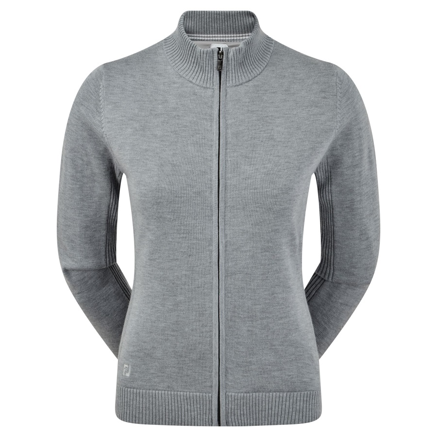 Women's Full-Zip Lined Wool Blend Pullover Heather Grey Footjoy
