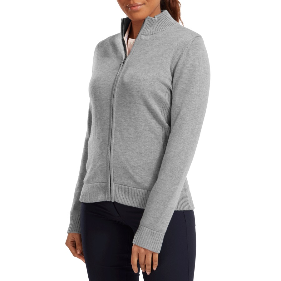 Women's Full-Zip Lined Wool Blend Pullover Heather Grey Footjoy