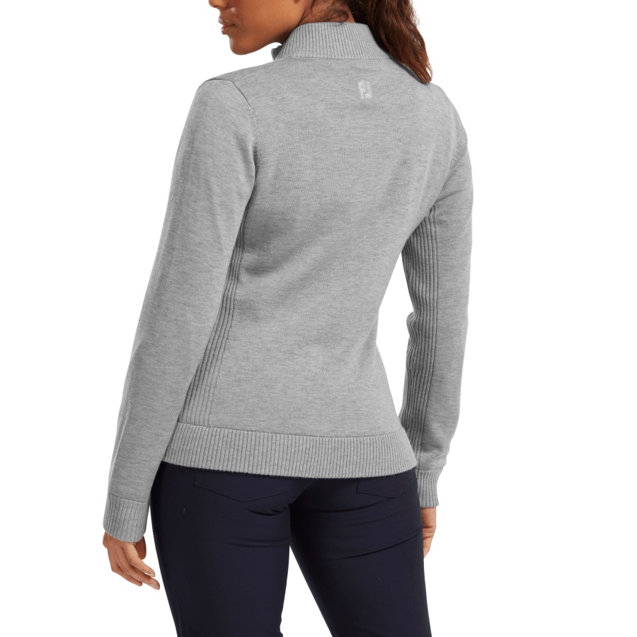 Women's Full-Zip Lined Wool Blend Pullover Heather Grey Footjoy