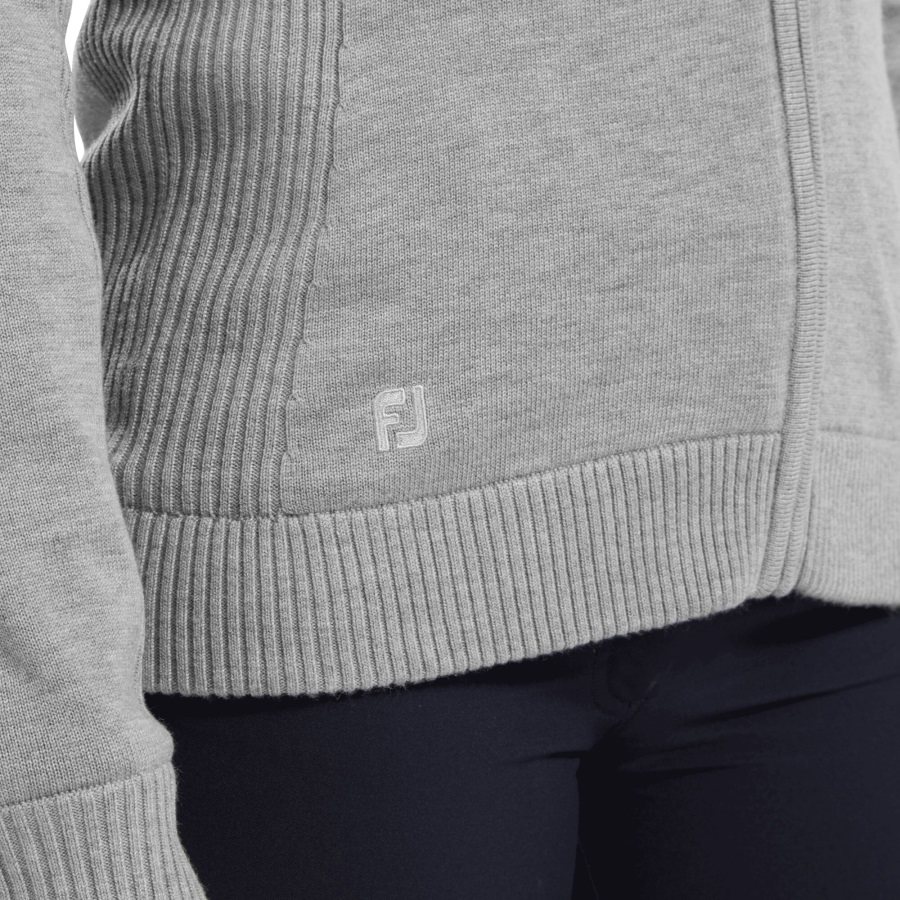 Women's Full-Zip Lined Wool Blend Pullover Heather Grey Footjoy