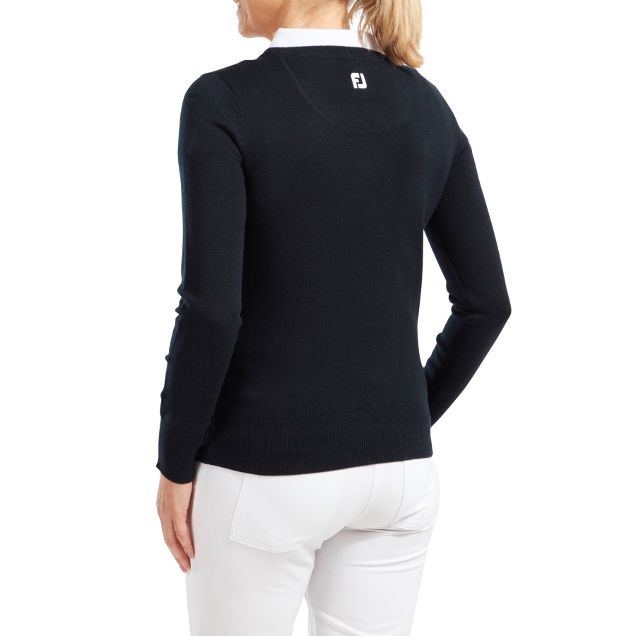 Wool Blend V-Neck Pullover Women Footjoy Navy