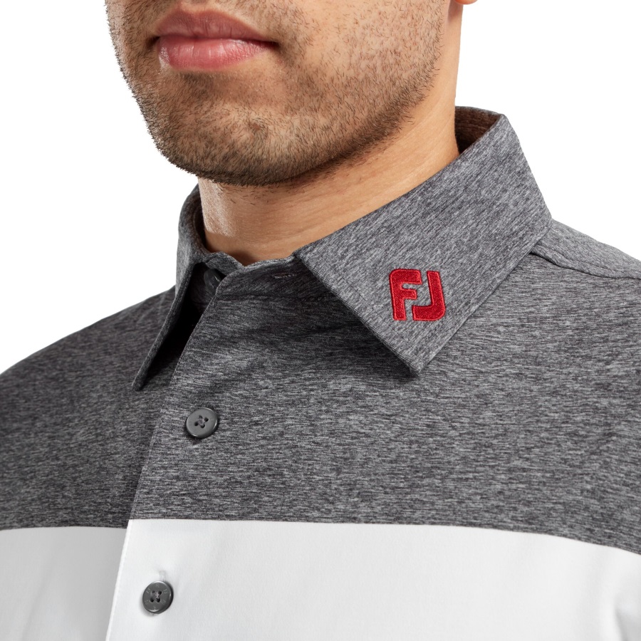 Footjoy Heather Colour Block Lisle Performance Shirts Navy-White-Red