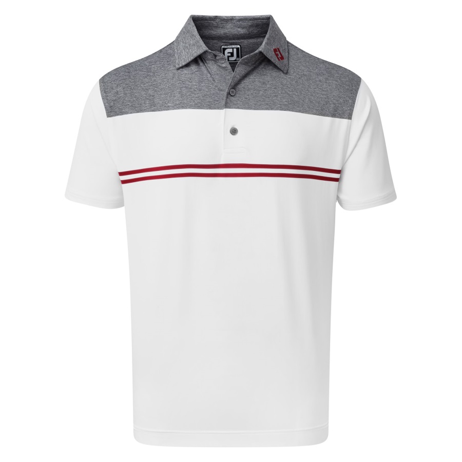 Heather Colour Block Lisle Performance Shirts Footjoy Navy-White-Red