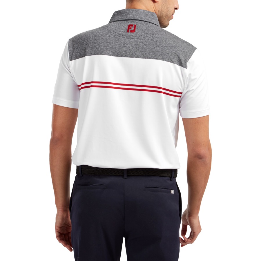 Heather Colour Block Lisle Performance Shirts Footjoy Navy-White-Red