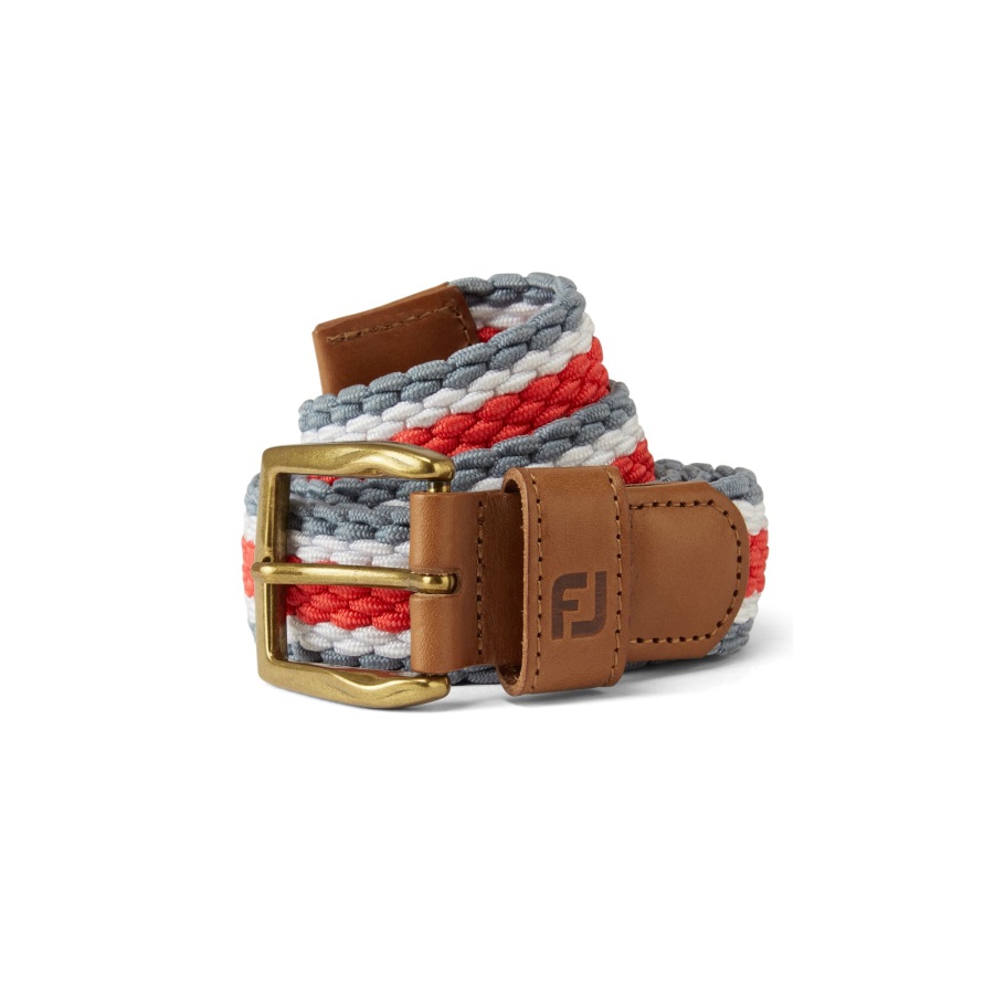 Striped Braided Belt Footjoy Graphite-White-Coral
