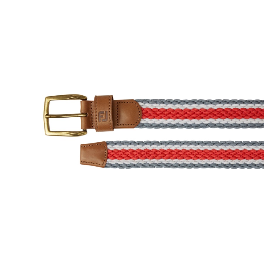 Striped Braided Belt Graphite-White-Coral Footjoy