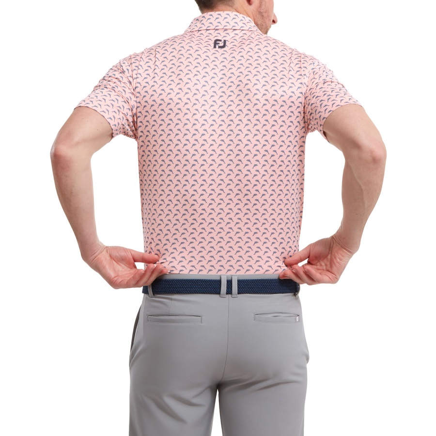 Footjoy Pink-Grey Leaping Dolphins Print Lisle