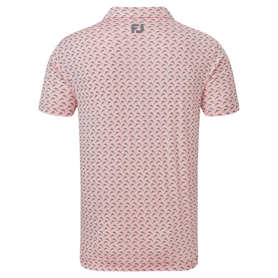 Footjoy Pink-Grey Leaping Dolphins Print Lisle