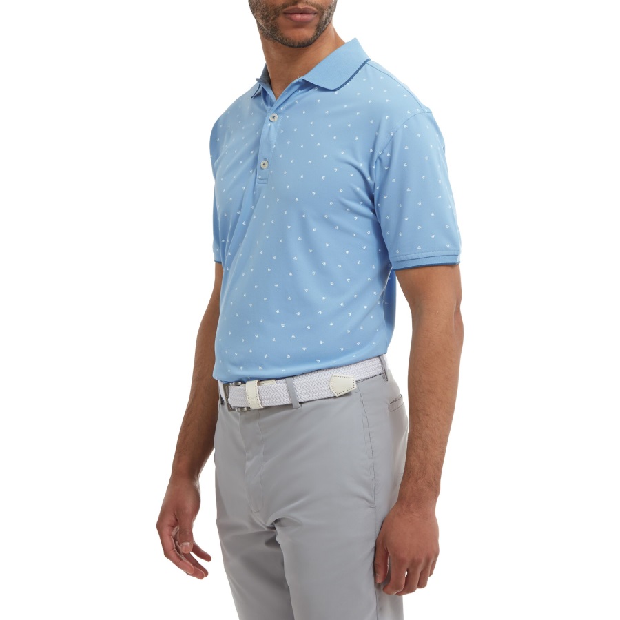 Blue-White Push Play Print Pique Footjoy