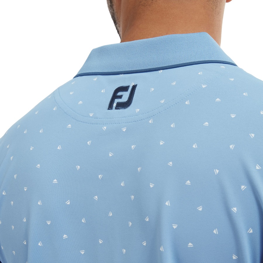 Blue-White Push Play Print Pique Footjoy