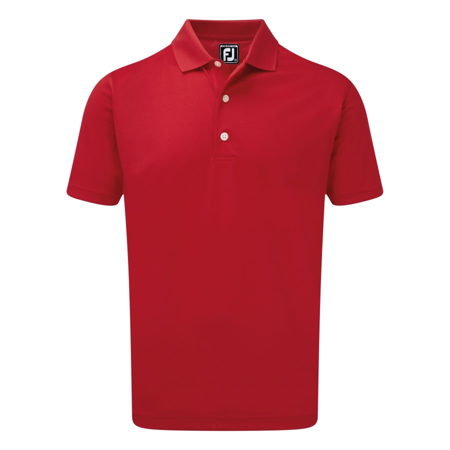 Red Stretch Pique Solid Rib Knit Collar Footjoy