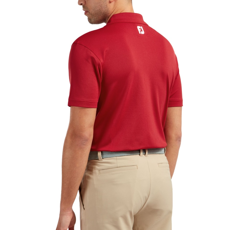 Red Stretch Pique Solid Rib Knit Collar Footjoy