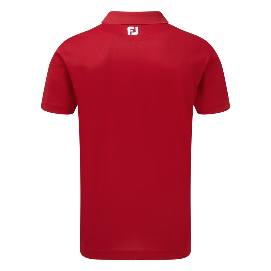 Red Stretch Pique Solid Rib Knit Collar Footjoy