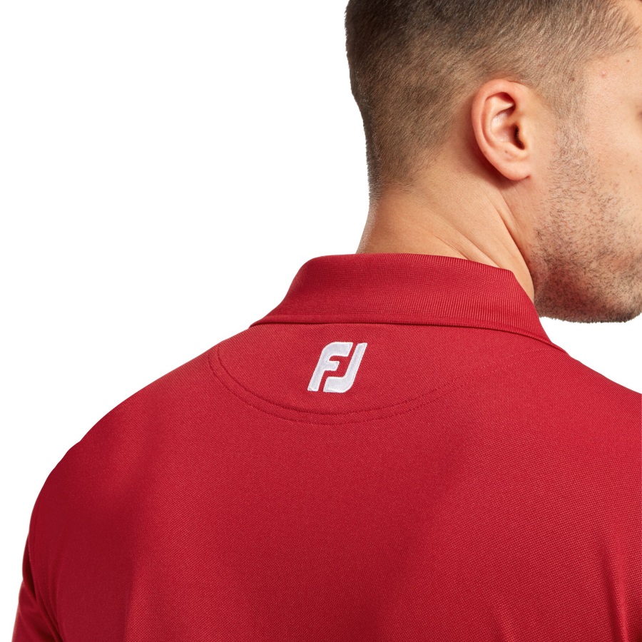 Red Stretch Pique Solid Rib Knit Collar Footjoy