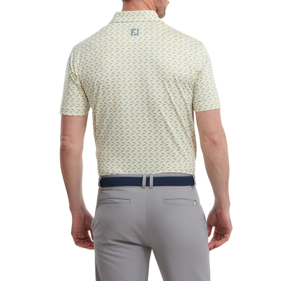 Footjoy Leaping Dolphins Print Lisle Yellow-Grey