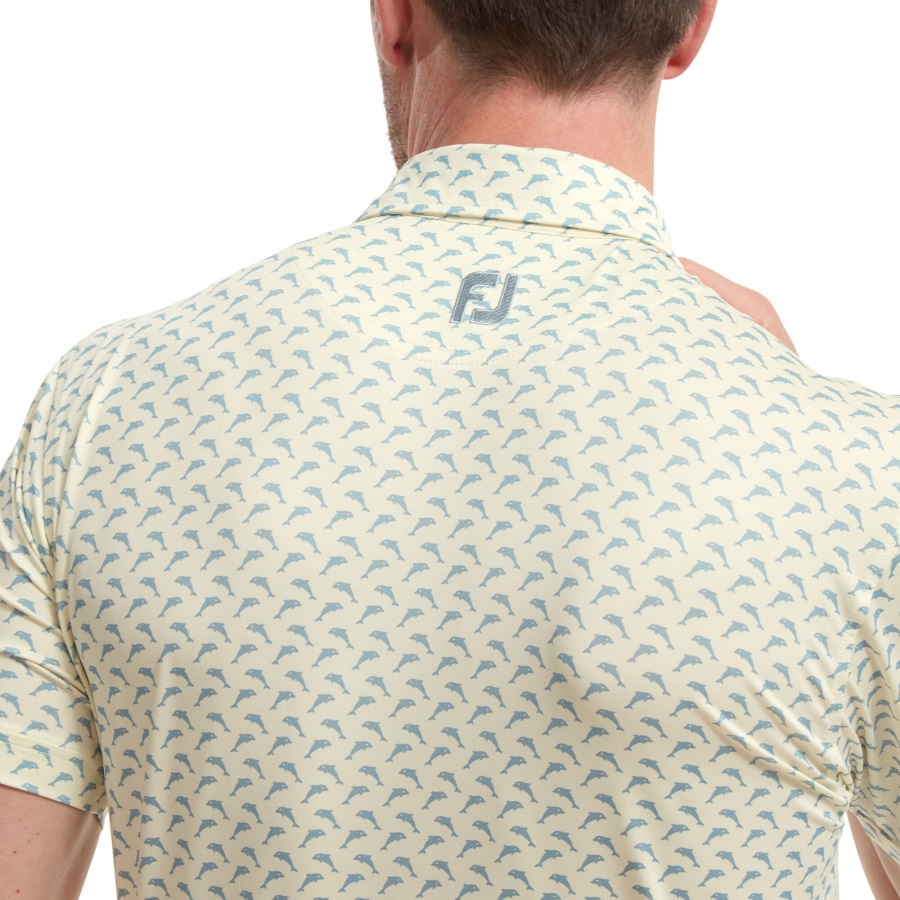 Footjoy Leaping Dolphins Print Lisle Yellow-Grey