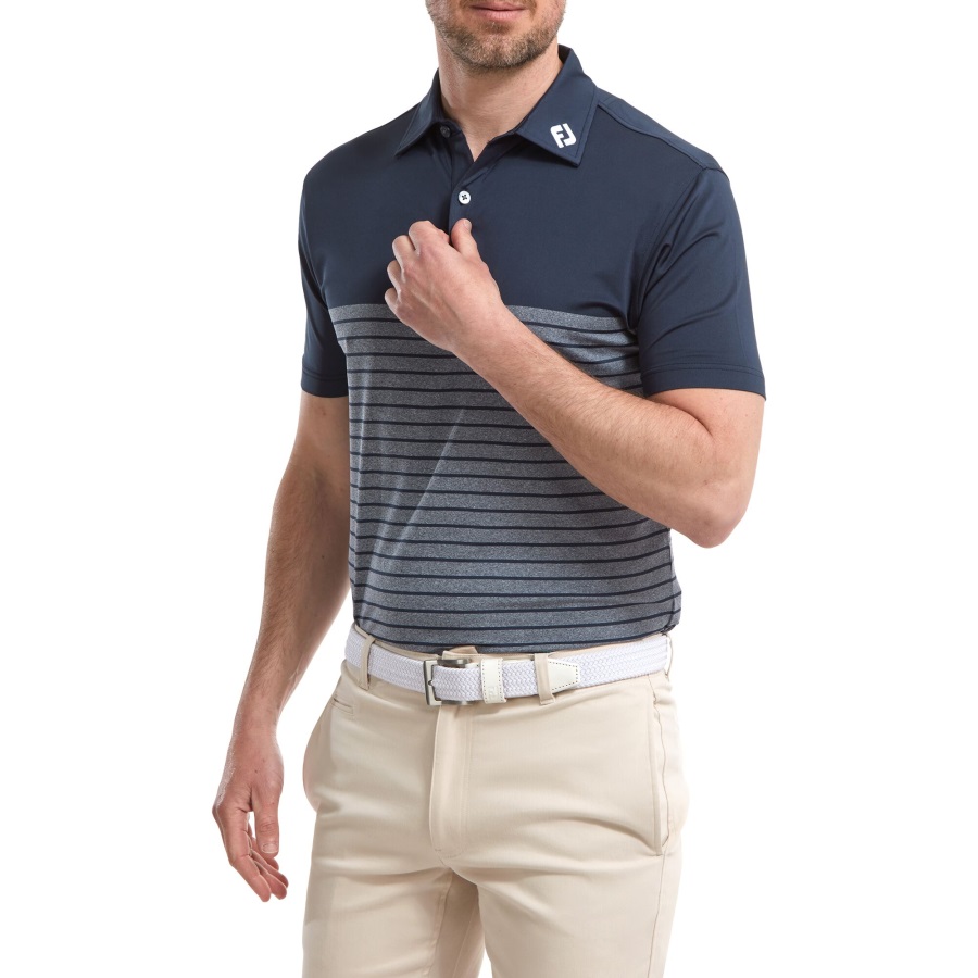 Engineered Heather Stripe Lisle Navy Footjoy