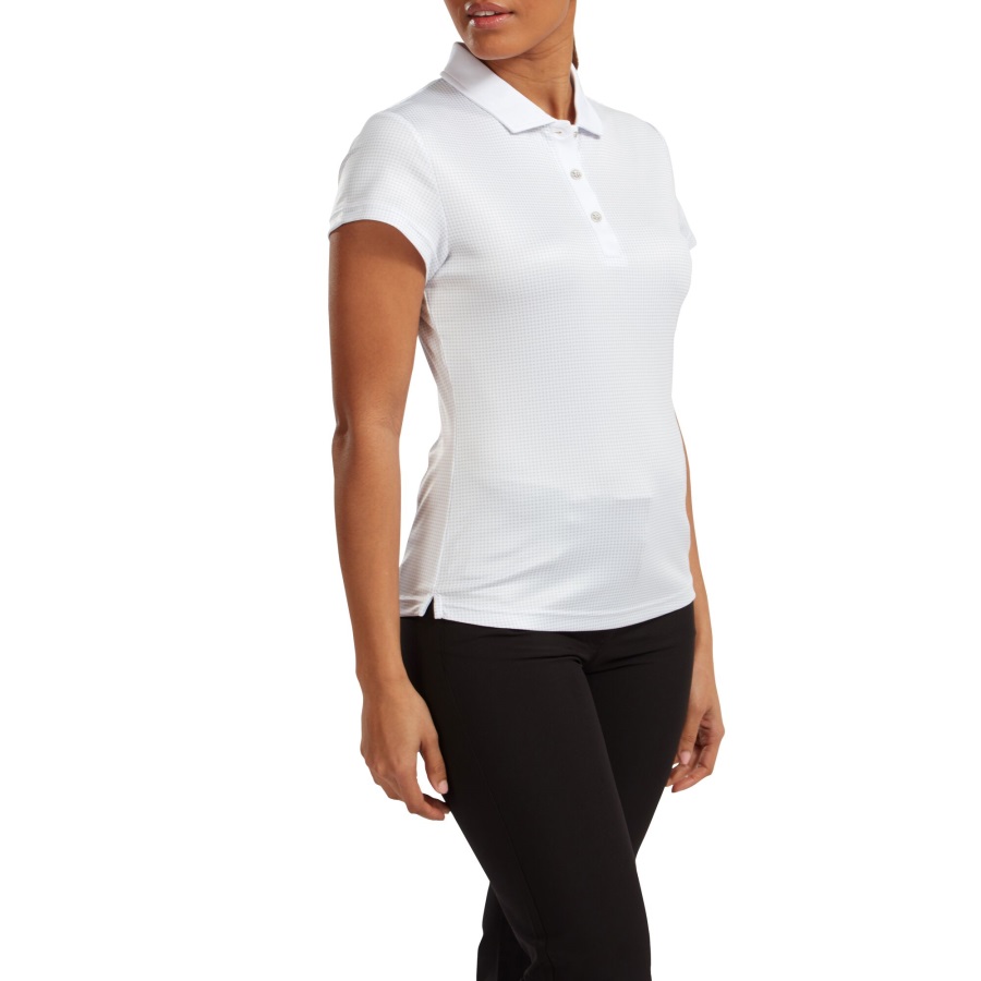 Women's Lisle Sleeveless Shirt with Neck Trim White Footjoy