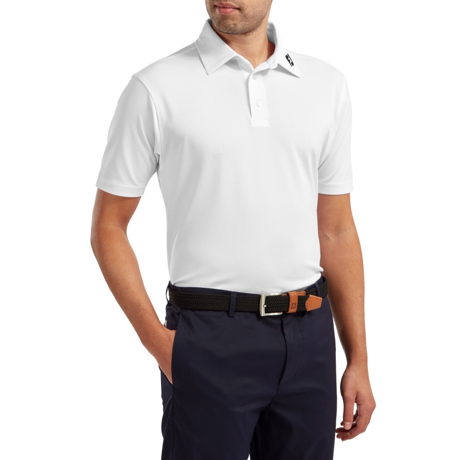 Footjoy White Stretch Pique Solid