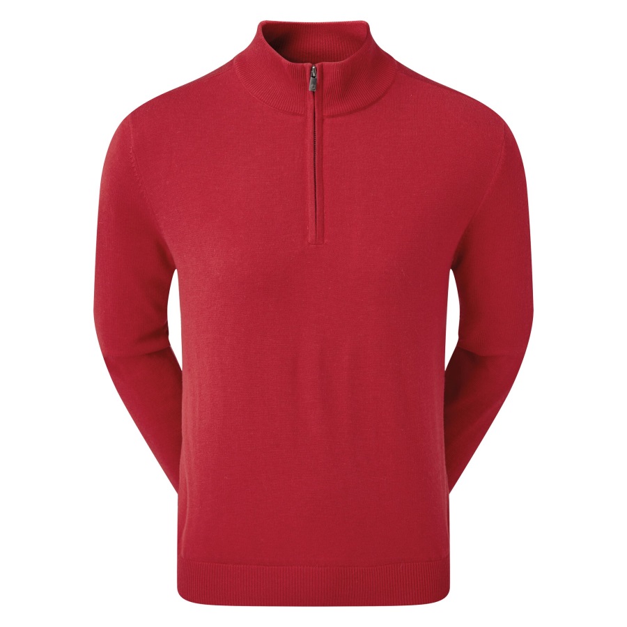 Wool Blend 1-2 Zip Lined Pullover Red Footjoy