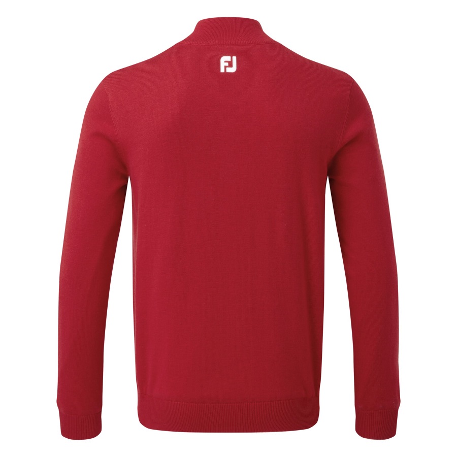 Wool Blend 1-2 Zip Lined Pullover Red Footjoy