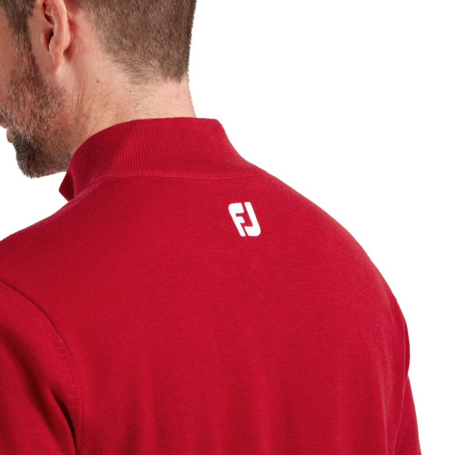 Wool Blend 1-2 Zip Lined Pullover Red Footjoy