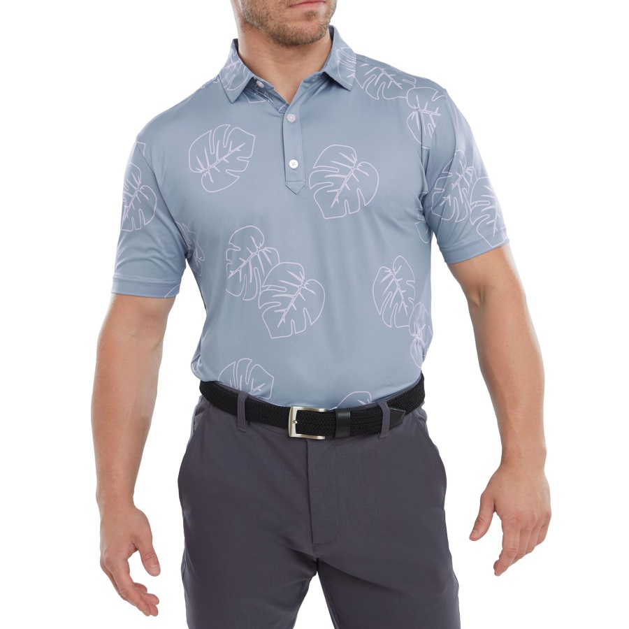 Footjoy Denim-Dusty Purple Jungle Leaf Pique