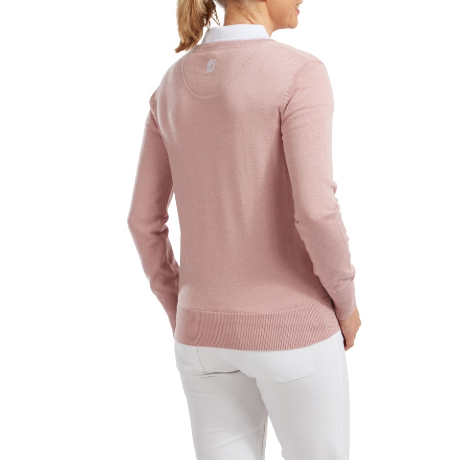 Wool Blend V-Neck Pullover Women Pink Footjoy