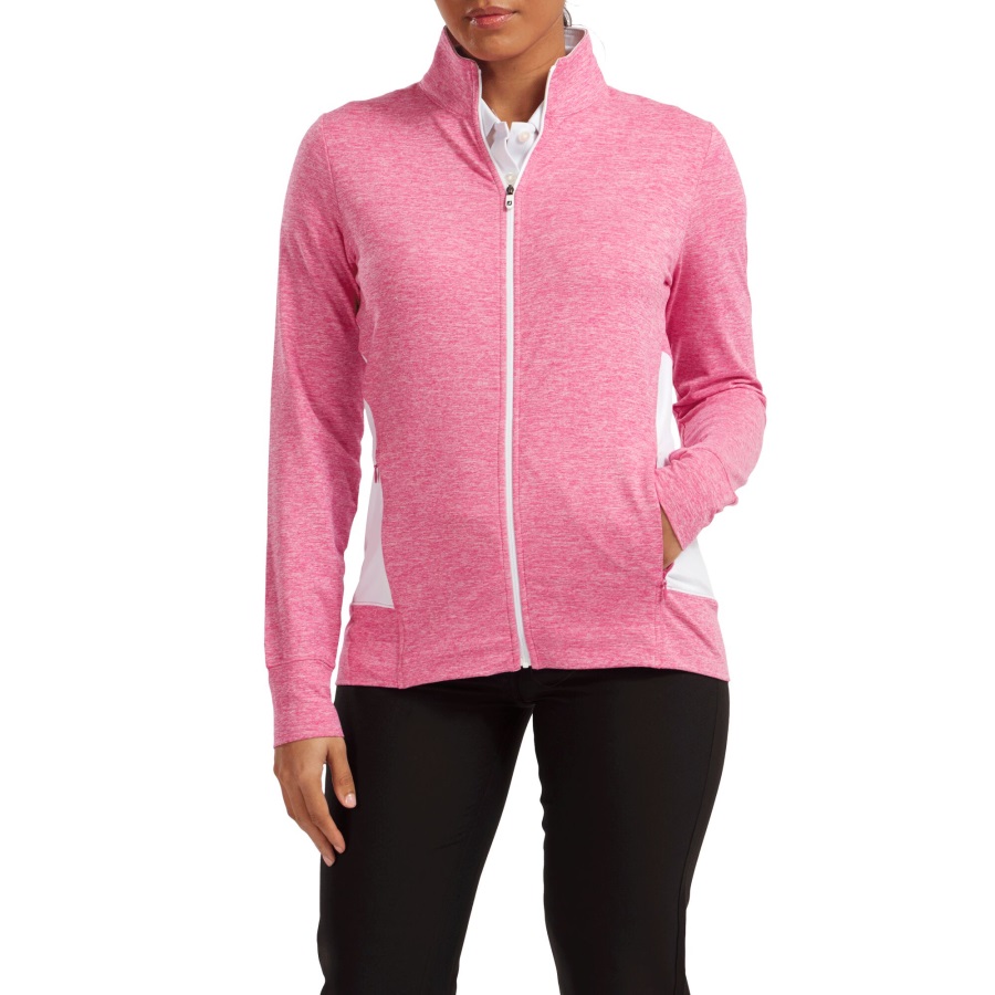 Rose-White Footjoy Women's Full-Zip Knit Mid-Layer