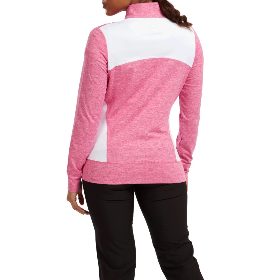 Rose-White Footjoy Women's Full-Zip Knit Mid-Layer