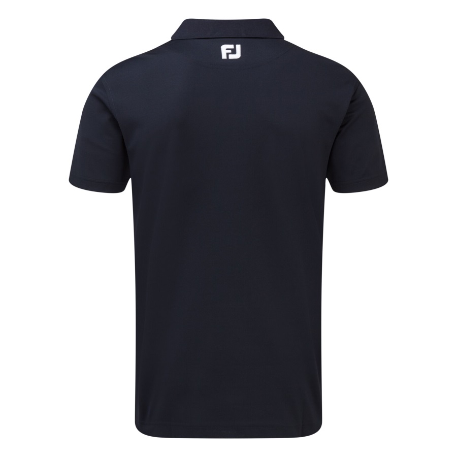 Navy Footjoy Stretch Pique Solid Rib Knit Collar