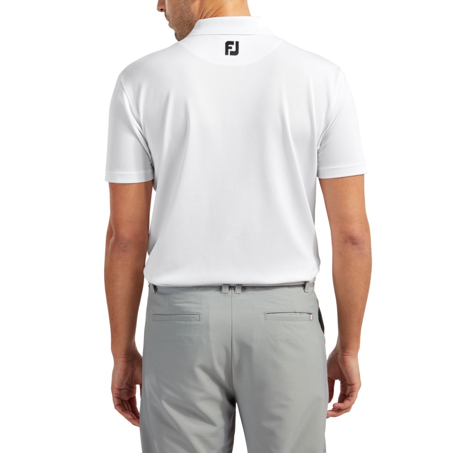 Stretch Pique Solid Rib Knit Collar Footjoy White
