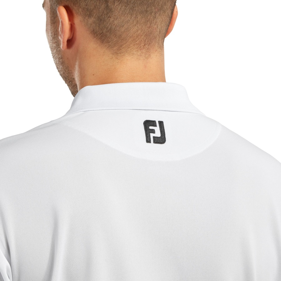 Stretch Pique Solid Rib Knit Collar Footjoy White