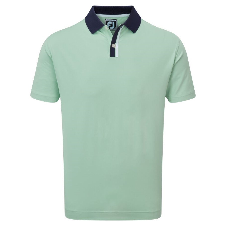 Solid with Stripe Placket Pique Green-Navy Footjoy