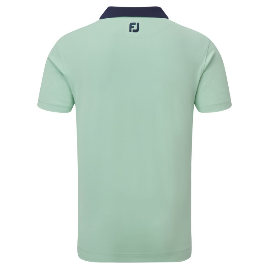 Solid with Stripe Placket Pique Green-Navy Footjoy