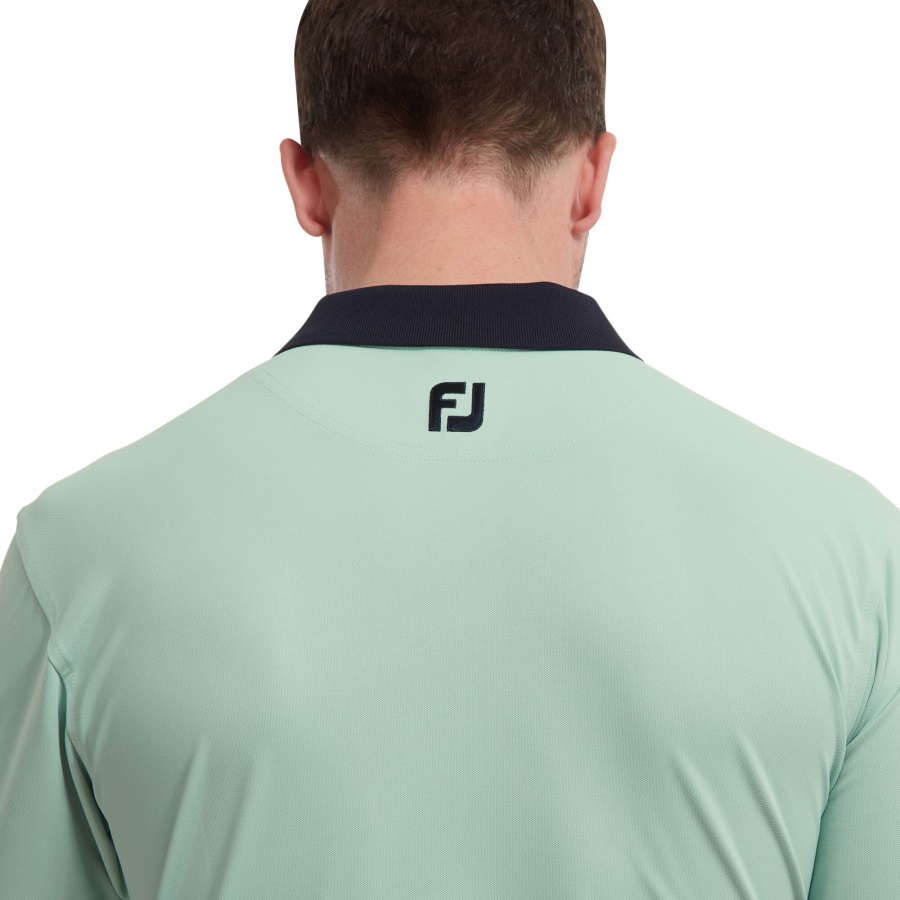 Solid with Stripe Placket Pique Green-Navy Footjoy