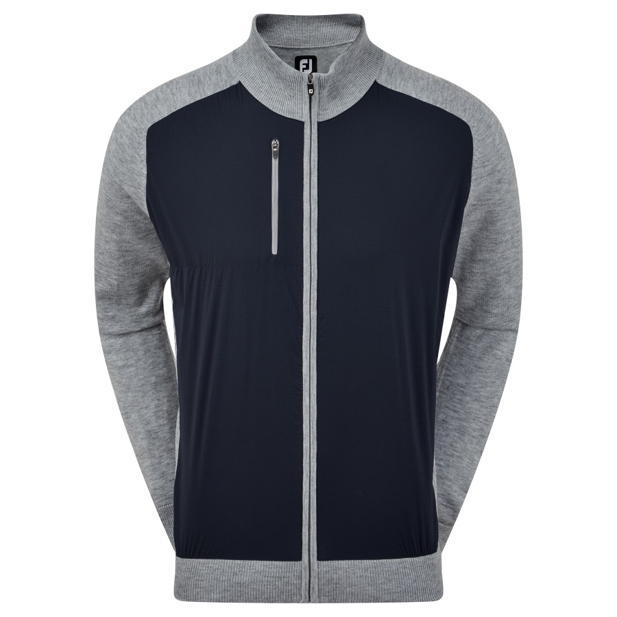 Navy-Grey Wool Blend Tech Full-Zip Sweater Footjoy