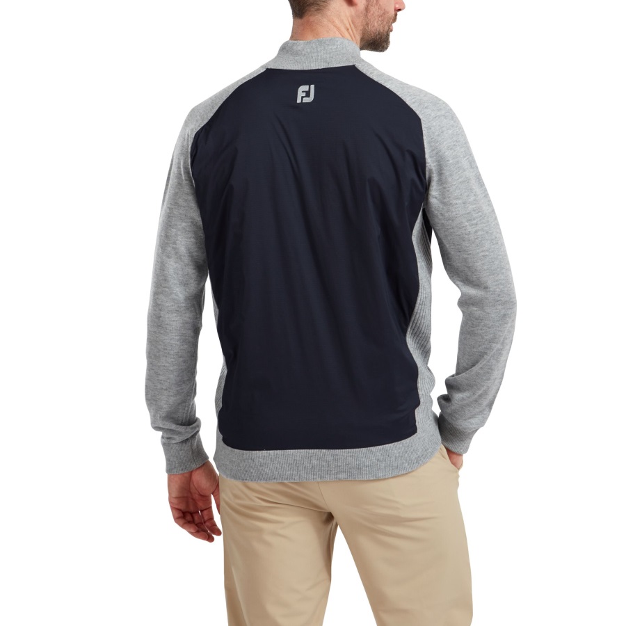Wool Blend Tech Full-Zip Sweater Navy-Grey Footjoy