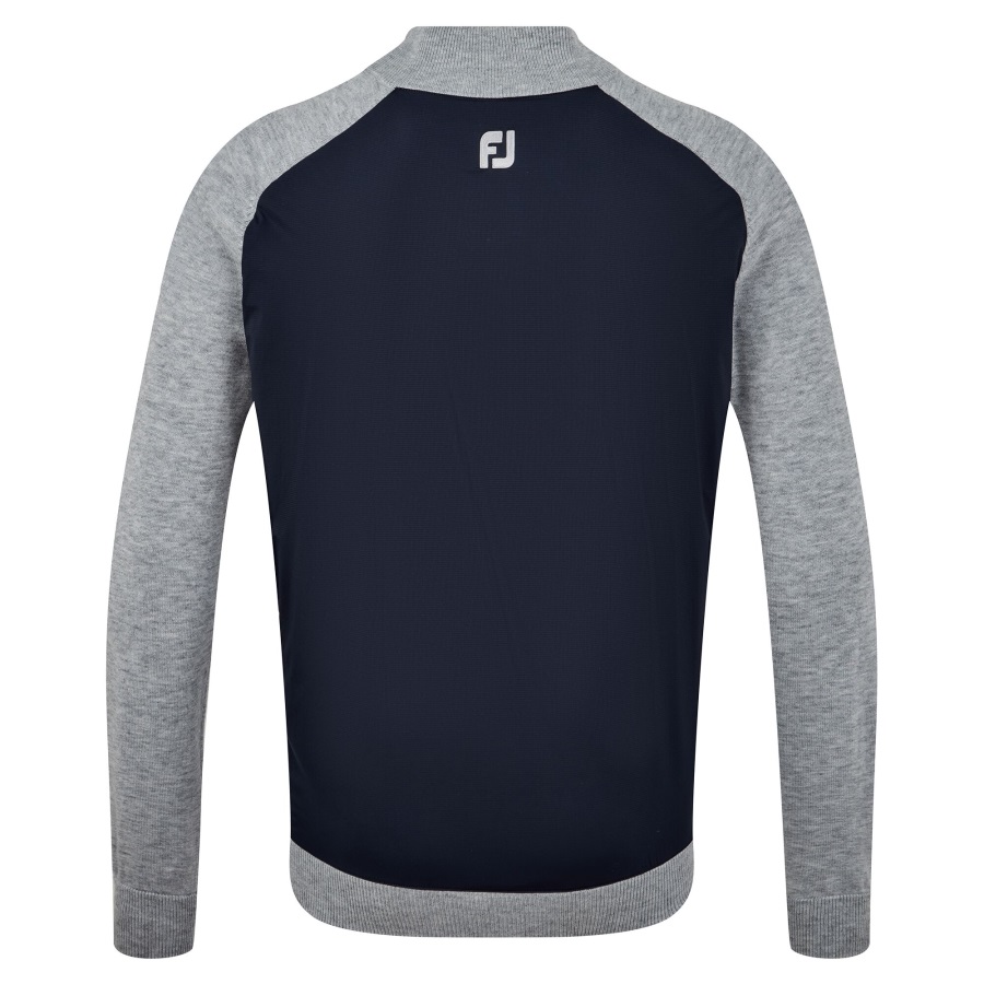 Wool Blend Tech Full-Zip Sweater Navy-Grey Footjoy
