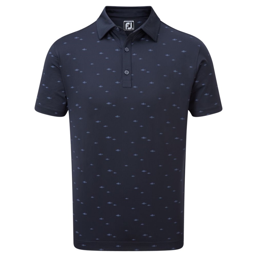 School of Fish Print Lisle Footjoy Navy