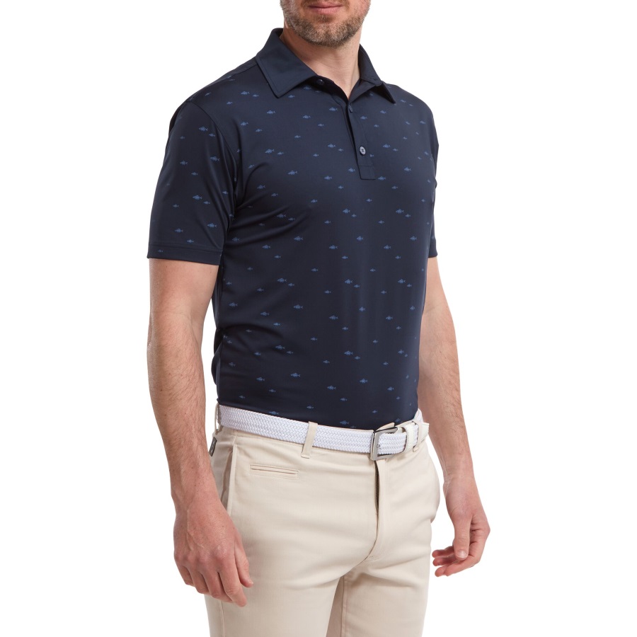 School of Fish Print Lisle Footjoy Navy