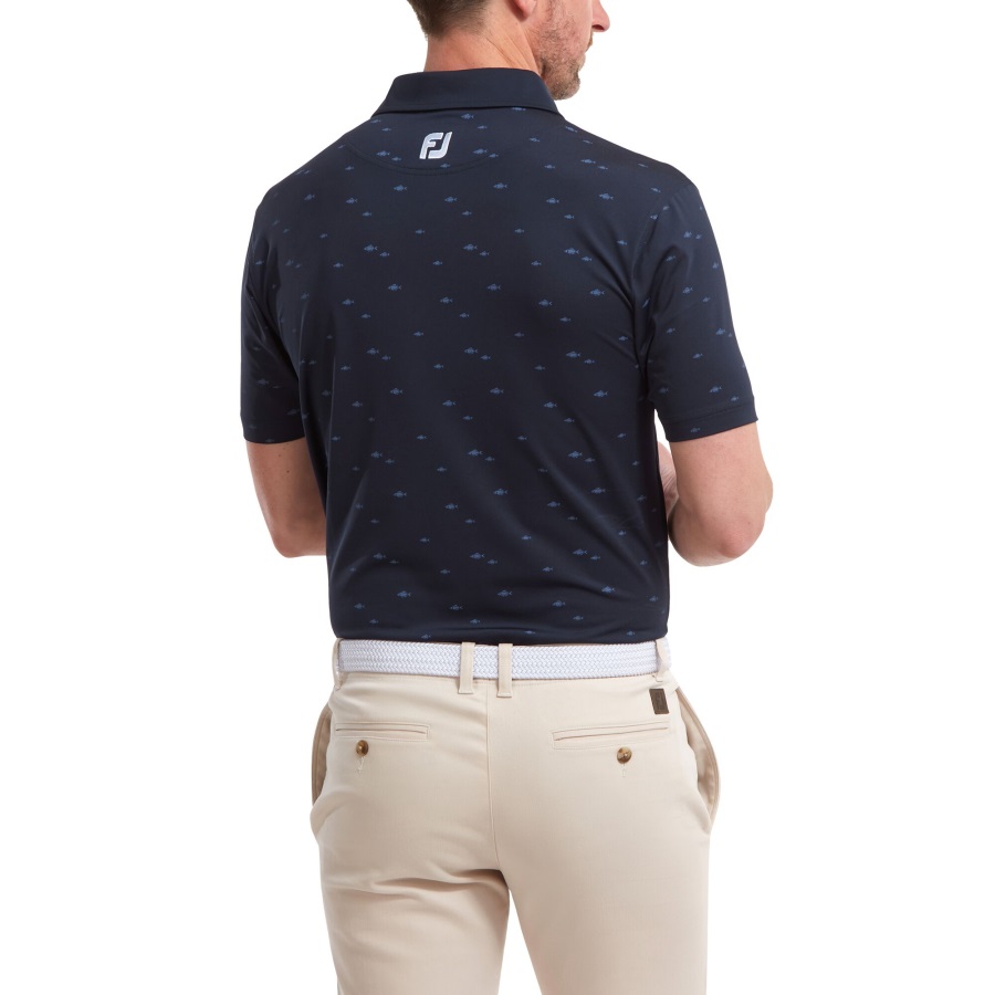 School of Fish Print Lisle Footjoy Navy