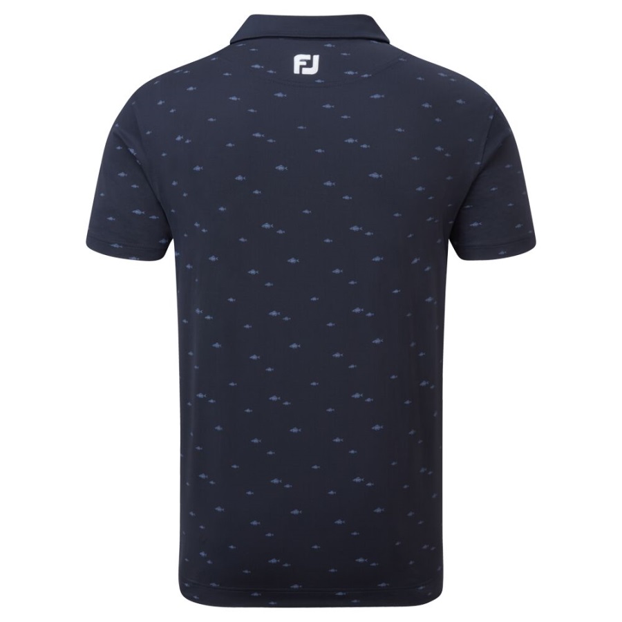 School of Fish Print Lisle Footjoy Navy