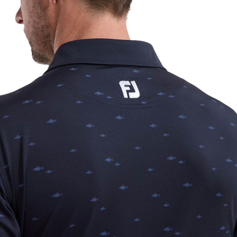 School of Fish Print Lisle Footjoy Navy