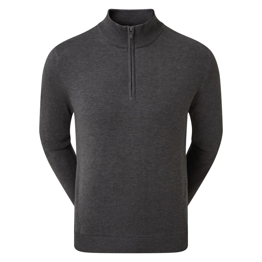 Heather Charcoal Footjoy Wool Blend 1-2 Zip Lined Pullover